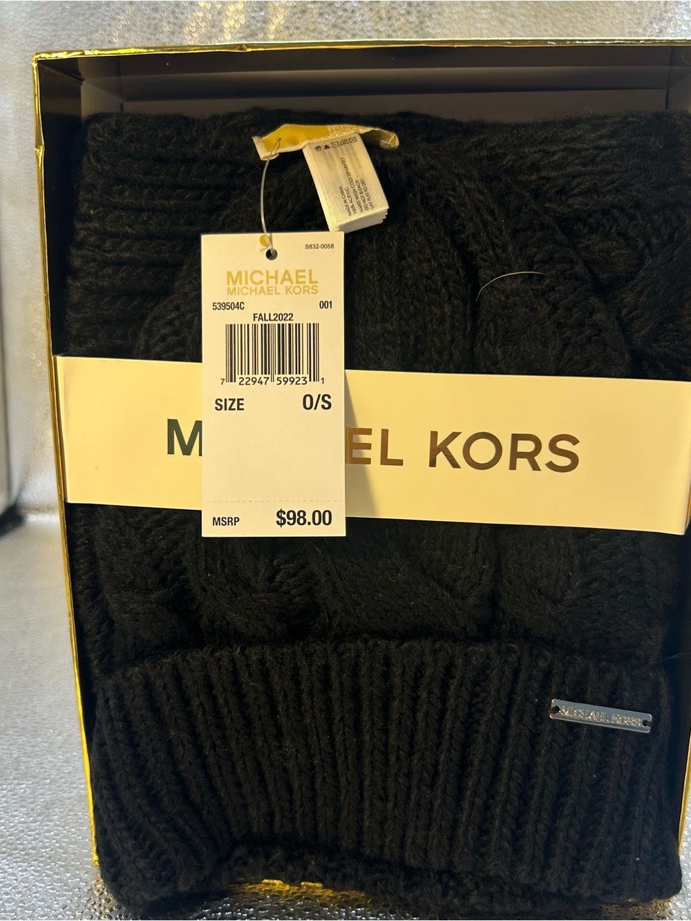 Michael Kors Black Cable Crewneck Sweater